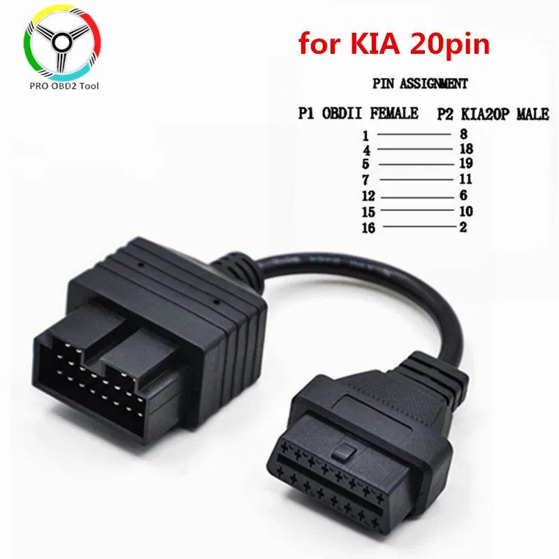16pin ถึง 20 PIN อะแดปเตอร์ OBD2 สําหรับ KIA 20pin Sportage 20PIN OBD Connector สายวินิจฉัยเครื่องสแ