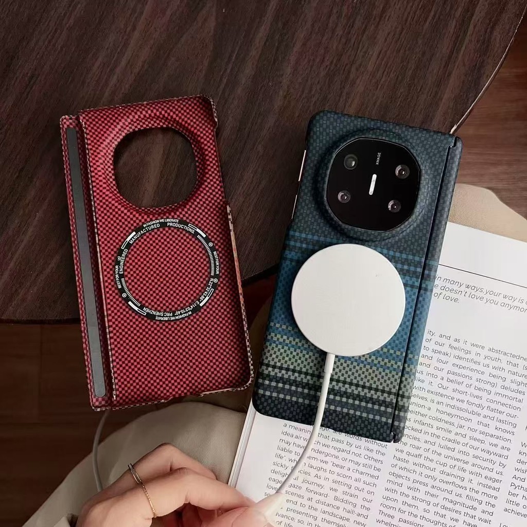 เคสโทรศัพท์คาร์บอนไฟเบอร์แม่เหล็กสําหรับ Honor magic V3 VS3 V5 Frosted Kevlar Grain Ultra-thin PC เคสกันกระแทก