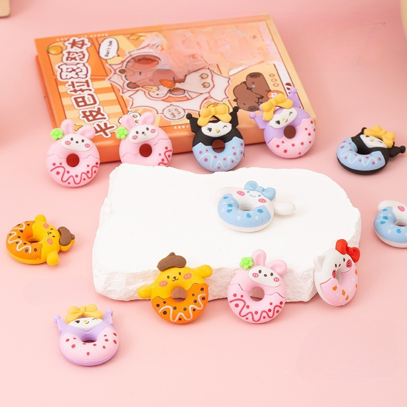 ยางลบโดนัท Sanrio ยางลบแบบสุ่มน่ารักๆ สำหรับนักเรียน เครื่องเขียน ส่งไวจากไทย