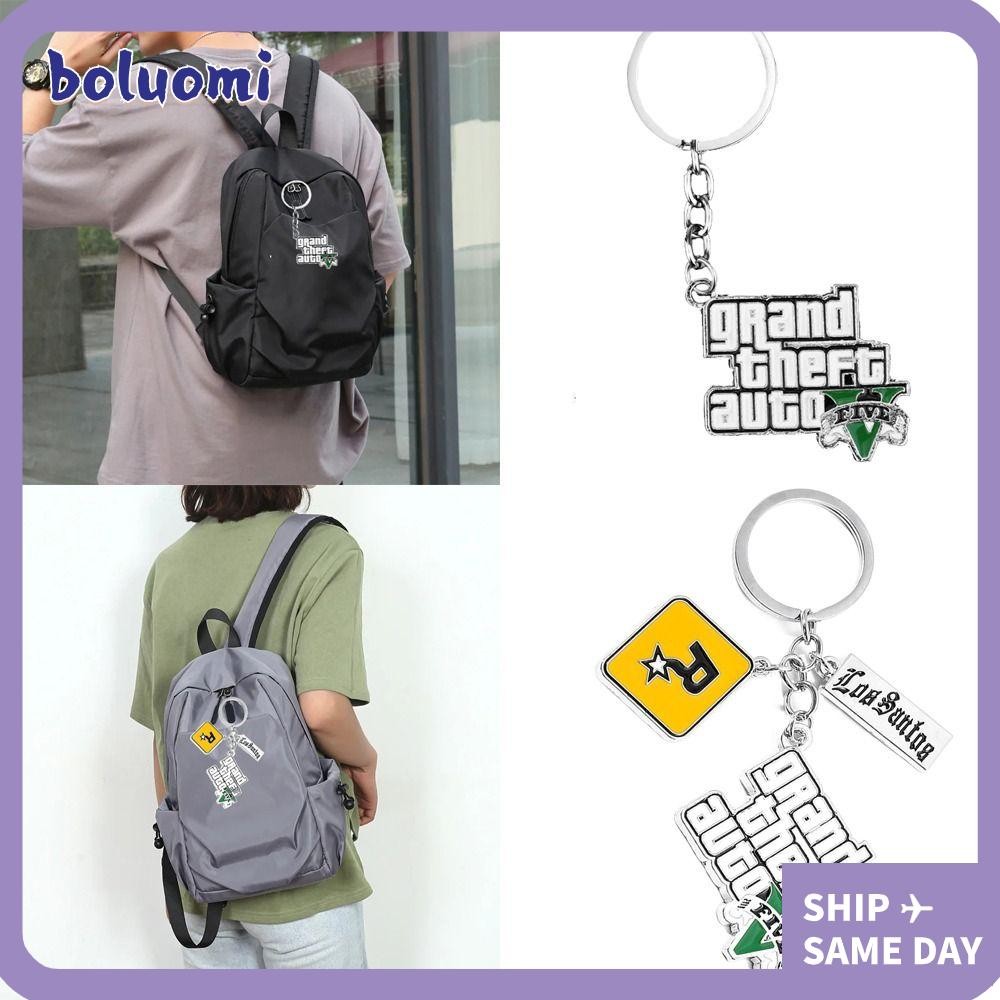 BOLUMI เกม PS4 GTA5 พวงกุญแจ, กระเป๋าจี้พวงกุญแจ, จี้รถแฟชั่นของขวัญ Keyholder เครื่องประดับผู้ชายผู