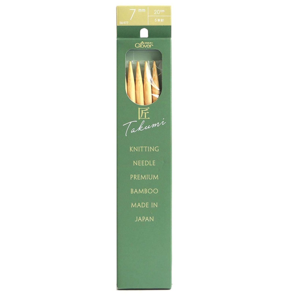 Clover Takumi Jumbo Knitting Needles Set - 5 Needles, 20cm, Available in 7mm, 8mm, and 10mm, Japan C