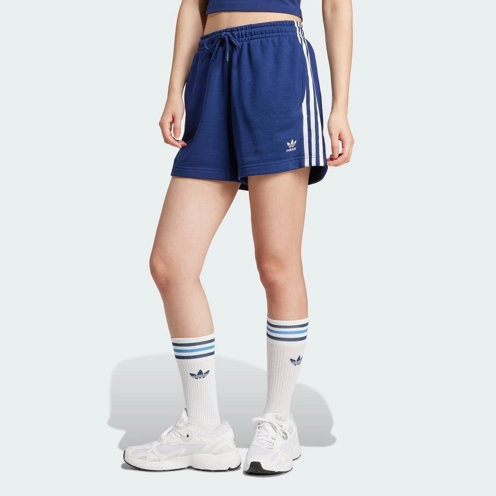 adidas Lifestyle 3-Stripes French Terry Shorts Women Blue IY2158