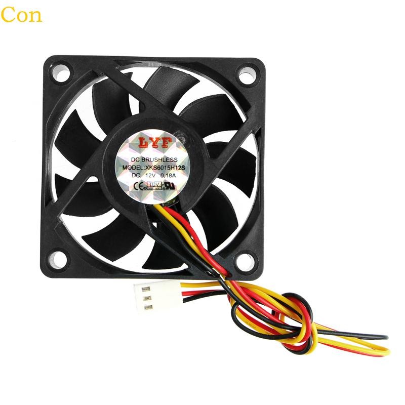 Con แขนแบริ่งพัดลมความเร็วเงียบ 6 ซม.DC 12V 0 18A 3 ขา DC Brushless Cooling พัดลมดูดอากาศ 3600RPM สํ