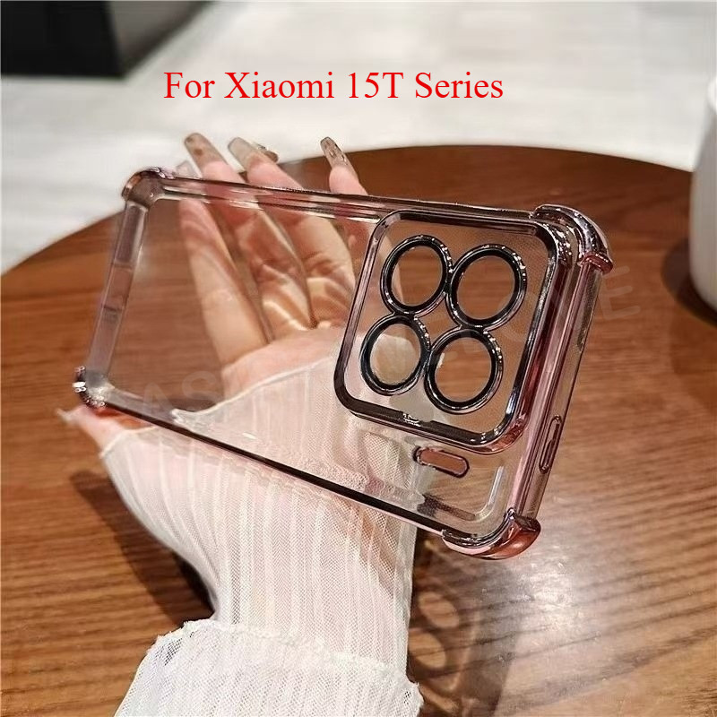 ปลอกสําหรับ Xiaomi 15T Pro 14T 15 14 Pro Ultra 5G 4G 2025 โปร่งใสกันกระแทกฝาหลังซิลิโคนสี่มุมกรณีเคสโทรศัพท์