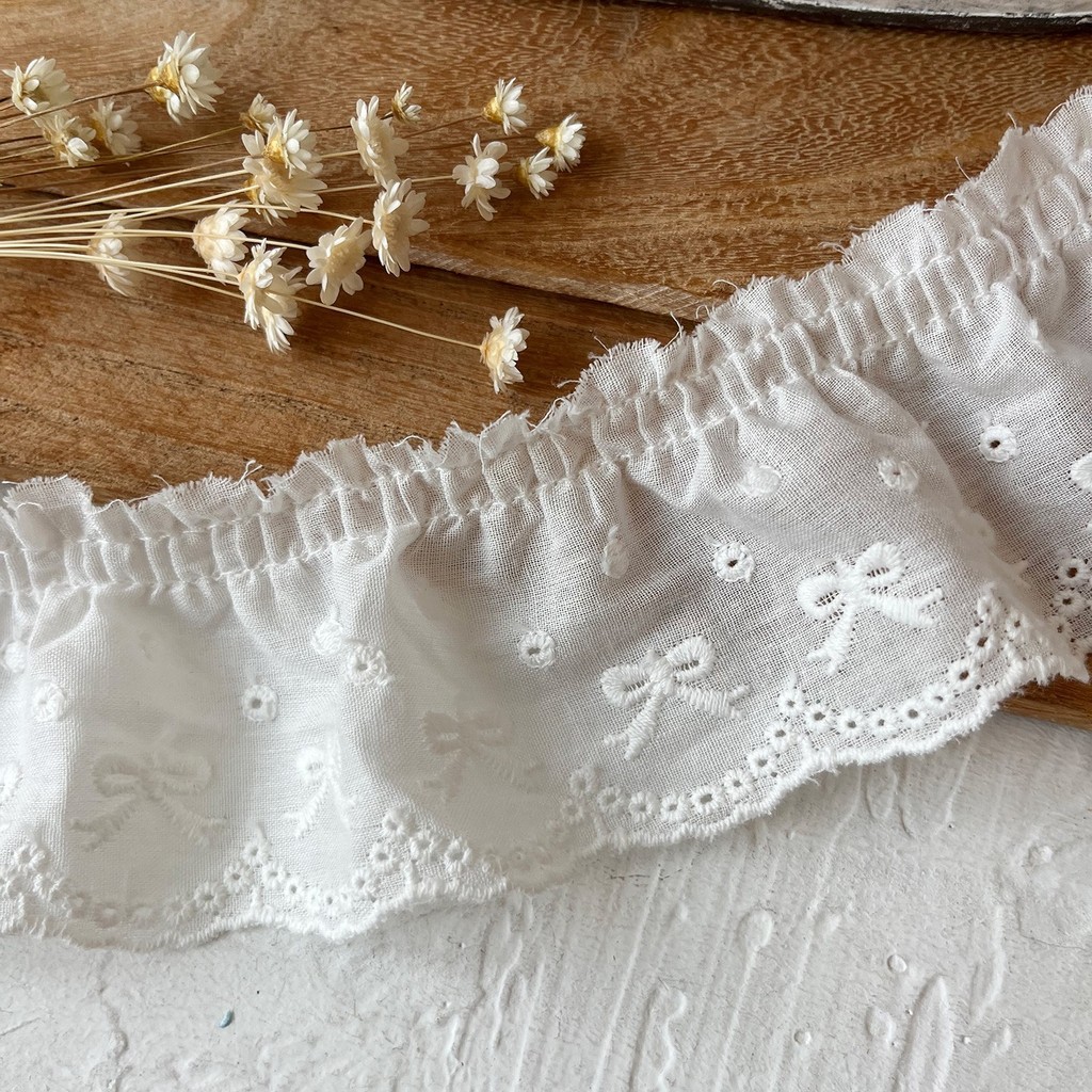 ชุดกระโปรงลายโบว์ ผ้าฝ้ายสีชมพูกับสีฟ้า พร้อมขอบประดับสวยงาม - รูปที่ 2