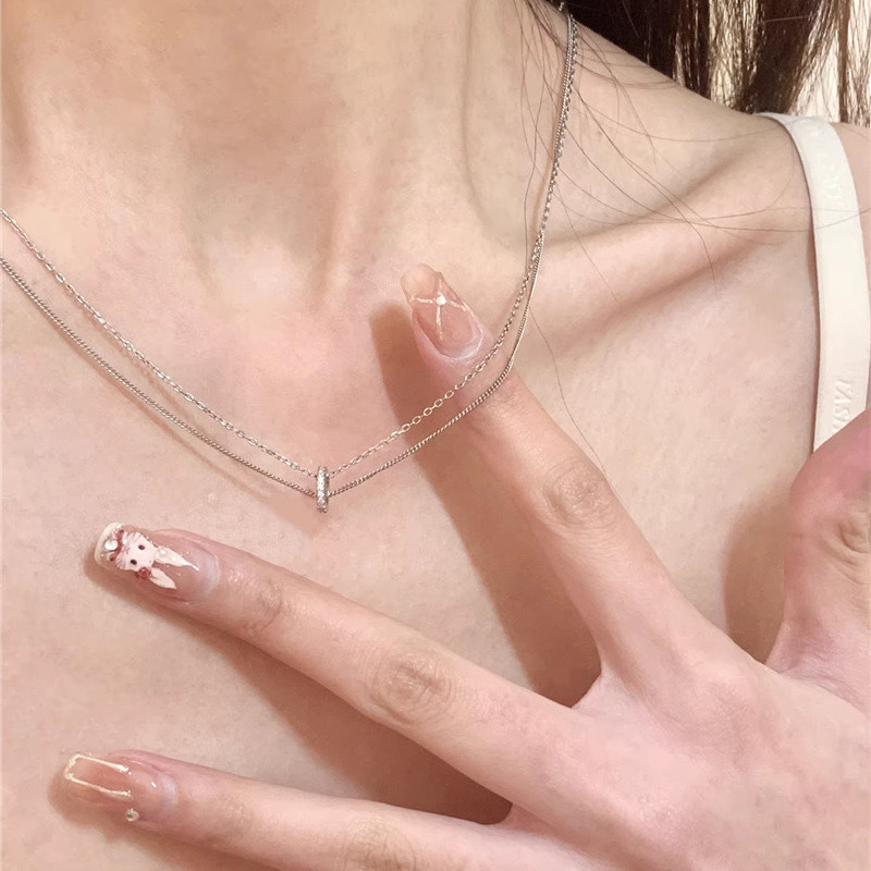 ประณีต Simple Double-Layer สร้อยคอบางซ้อนแฟชั่น Niche Design All-Match สั้น Clavicle Chain หญิง High