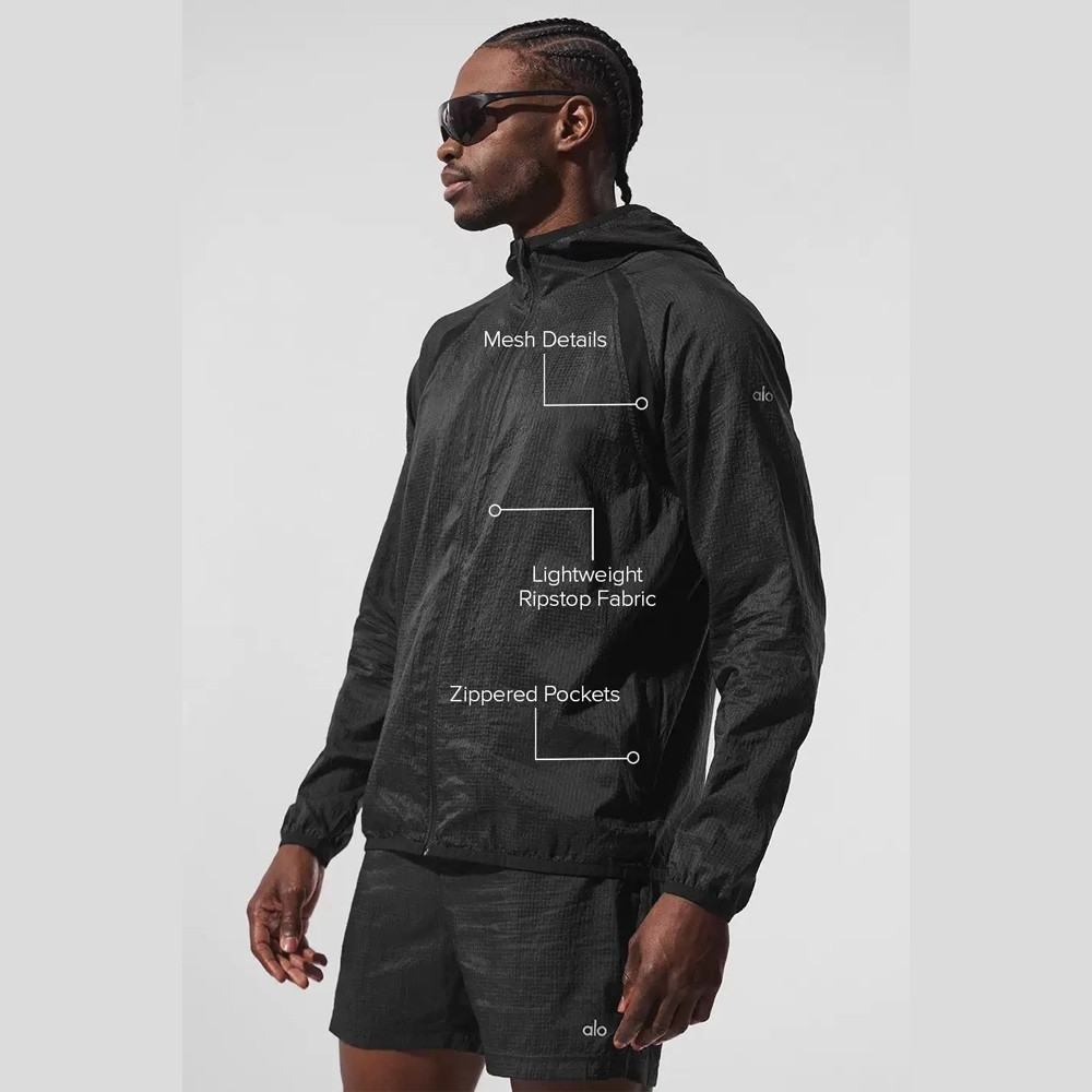 ALO yoga 25SS 3M Game Time Ripstop Jacket - สีดําเขียว