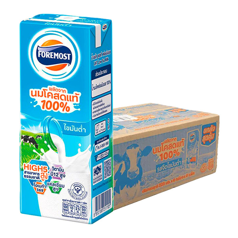 โฟร์โมสต์ นมโคแท้ 100% นมยูเอชที ไขมันต่ำ รสจืด 225 มล. x 36 (FOREMOST UHT 100% Cow's Milk Low Fat Plain 225 ml x 36)