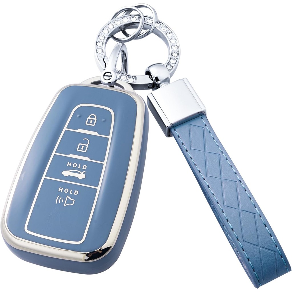 Key Fob Cover พร้อมพวงกุญแจสําหรับ Toyota Highlander RAV4 Camry Avalon C-HR Corolla GT86 2018-2025 (