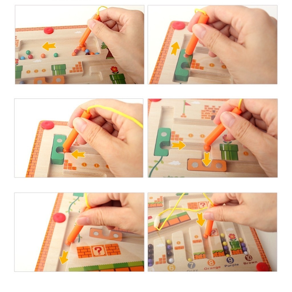🔥จัดส่งภายใน 8 ชั่วโมง🔥 เกมกระดาน แยกสีลูกปัดแม่เหล็ก ฝึกสมาธิ เสริมการพัฒนาการเด็กไม้แม่เหล็กดูดแยกสี - รูปที่ 2