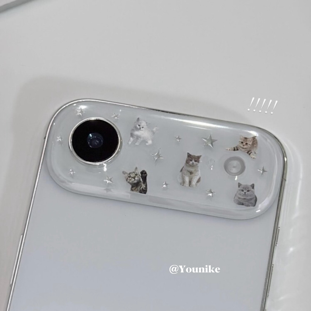 สไตล์เกาหลี ins น่ารัก Niche Cat Star สติกเกอร์ HD เลนส์กันกระแทก คลุมเลนส์ สําหรับ iPhone 17/17 Pro/16 Pro/17 Pro Max/11/12