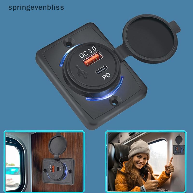 Springevenbliss B21PD QC+PD/ B21 A + C 3.1A Car Charger Dual USB Adapter ทรงกลมกันน้ํา Soaccket Powe
