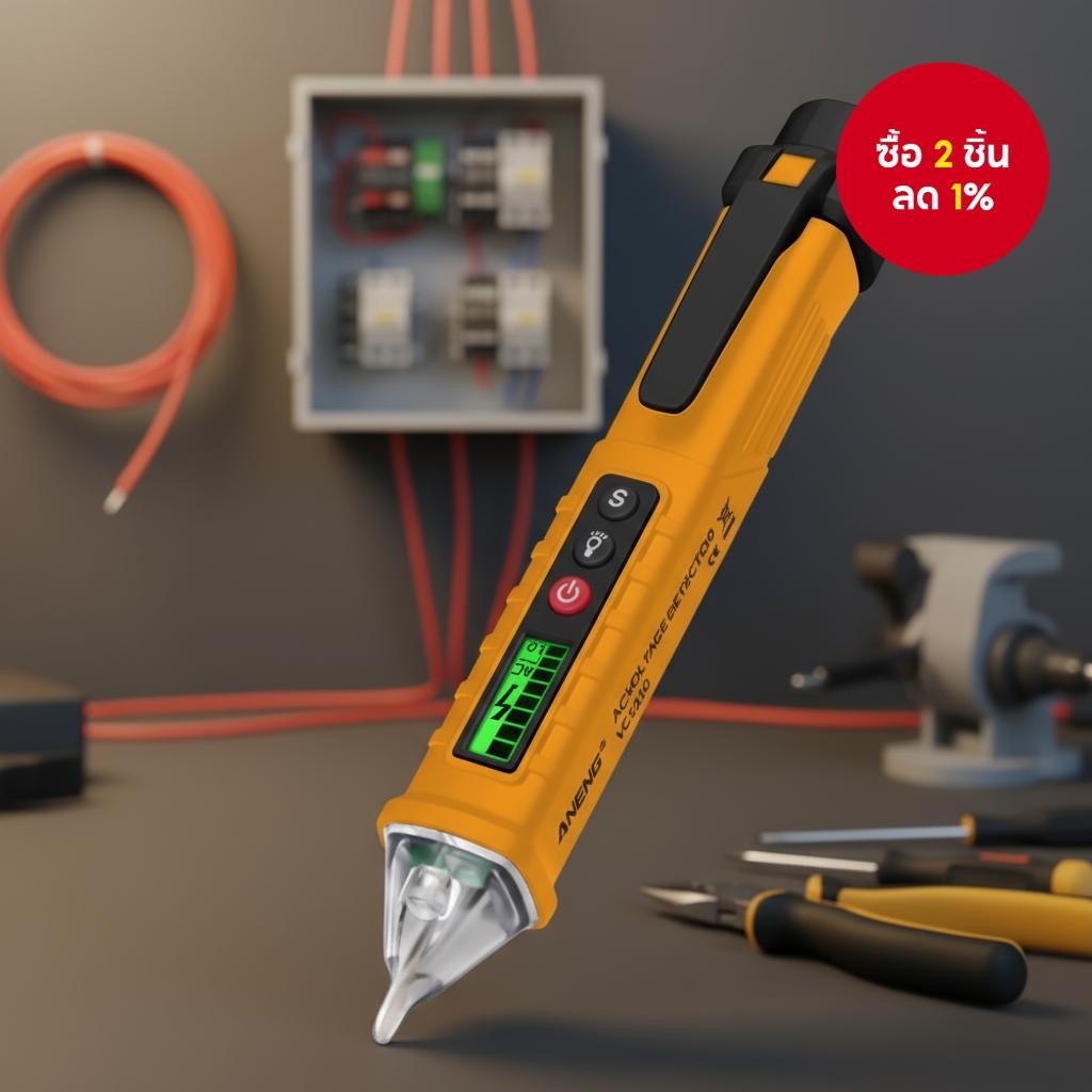 ปากกาทดสอบไฟฟ้าแบบตรวจจับโดยไม่สัมผัส - เครื่องวัดดิจิตอล AC/DC 12-1000V สําหรับใช้ในบ้านและงานมืออาชีพ