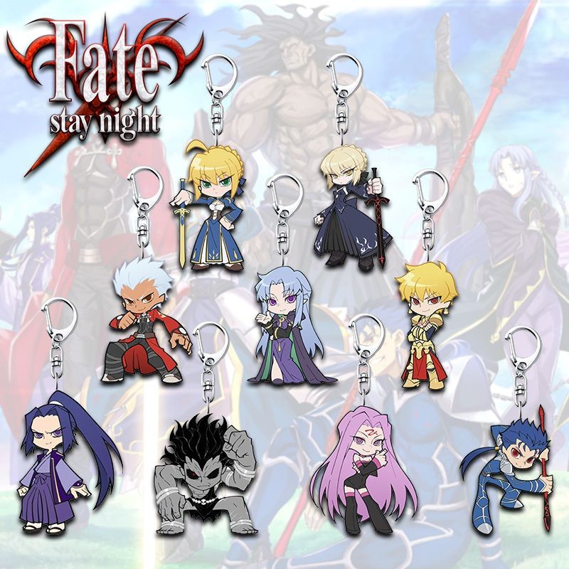 อะนิเมะ Fate Grand พวงกุญแจคอสเพลย์ตัวอักษร Saber Archer Lancer จี้กุญแจรถแหวนกระเป๋าอุปกรณ์เสริมเครื่องประดับ