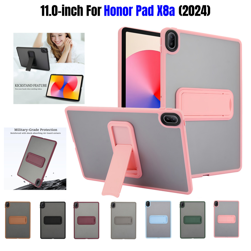 สําหรับ Honor Pad X8a 11.0 " 2024 PADX8A NDL-W09 NDL-L09 แฟชั่นกันกระแทกวงเล็บพับ Matte Clear PC ขาต