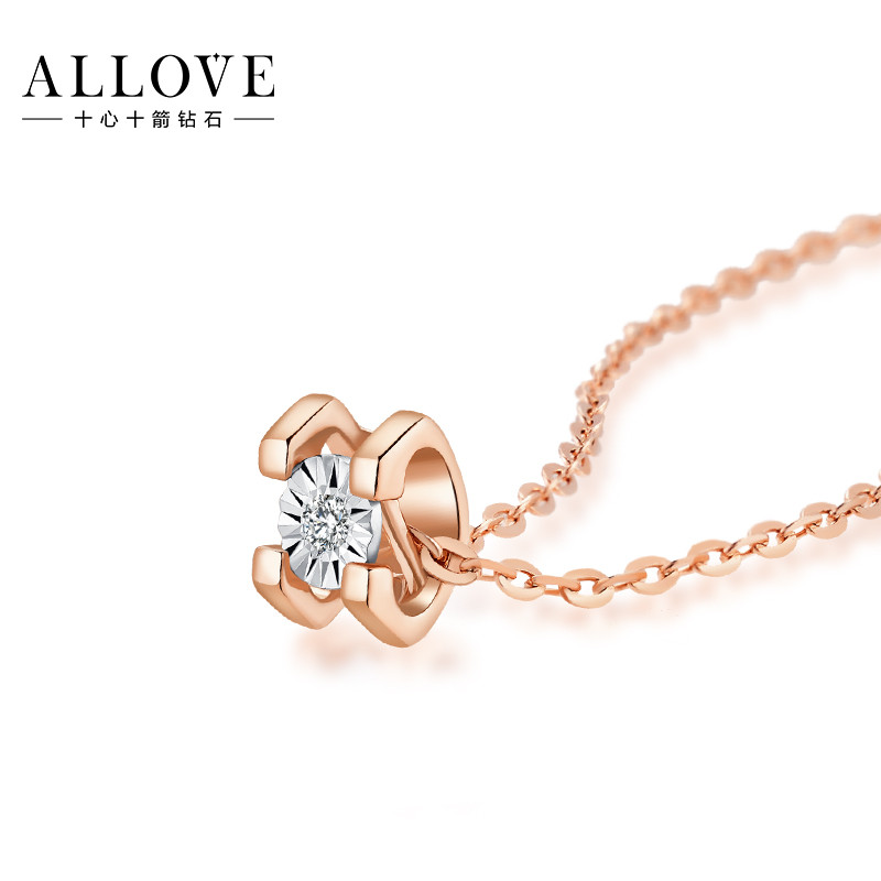 สร้อยคอมุกหัววัวทองคำโรーズโกลด์18Kพร้อมเพชรสำหรับคุณลady - GHD01141