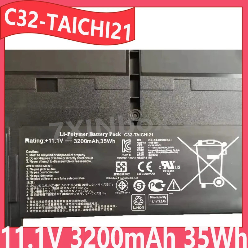 C32-TAICHI21 11.1V 3200mAh 35Wh แบตเตอรี่สําหรับ ASUS Ultrabook TAICHI21 TAICHI 21 C32-TAICHI21 CKSA