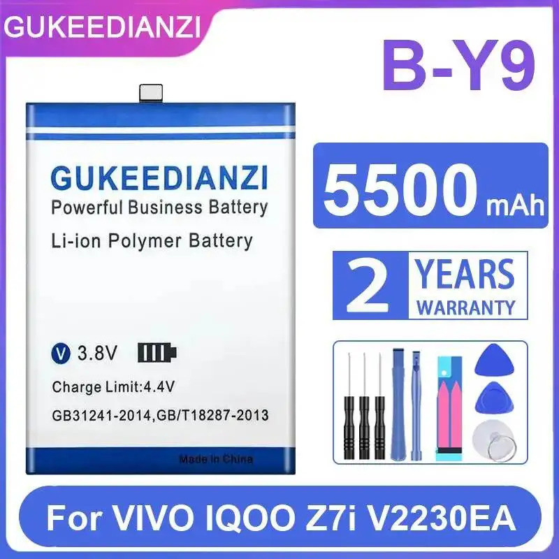 B-Y9 แบตเตอรี่โทรศัพท์มือถือที่มีความทนทานสูง 5500Mah สําหรับ Vivo Iqoo Z7i V2230EA