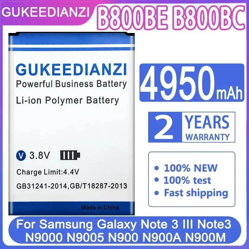 ปลอดภัยแบตเตอรี่โทรศัพท์มือถือสําหรับ Samsung Galaxy หมายเหตุ 3 Iii N9000 N9005 N900 N900A N900M B80