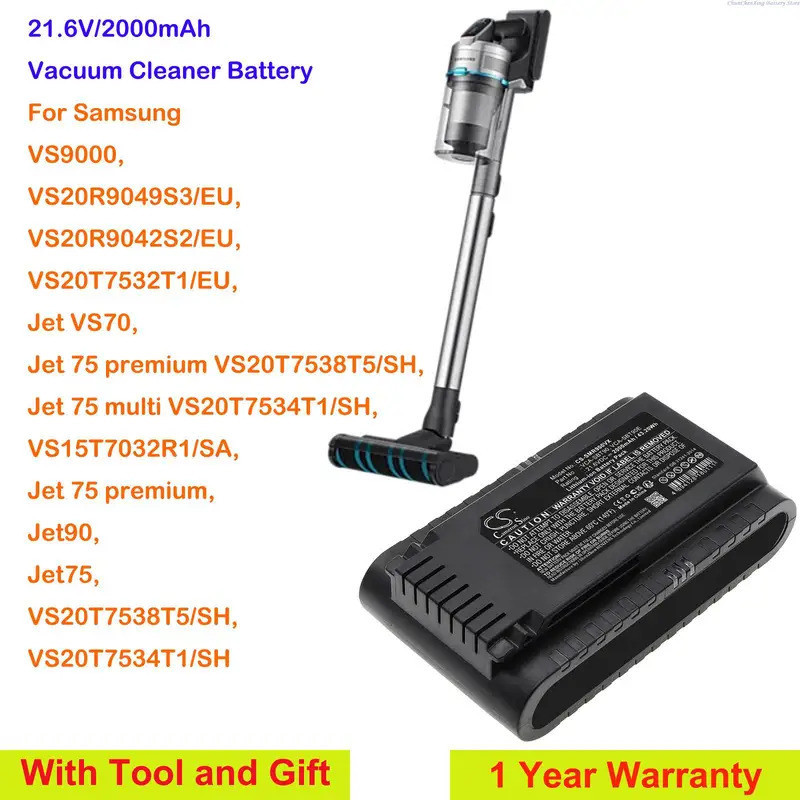 Cameron Sino 2000mAh เครื่องดูดฝุ่นแบตเตอรี่ VCA-SBT90, VCA-SBT90E,DJ96-00221A สําหรับ Samsung VS900
