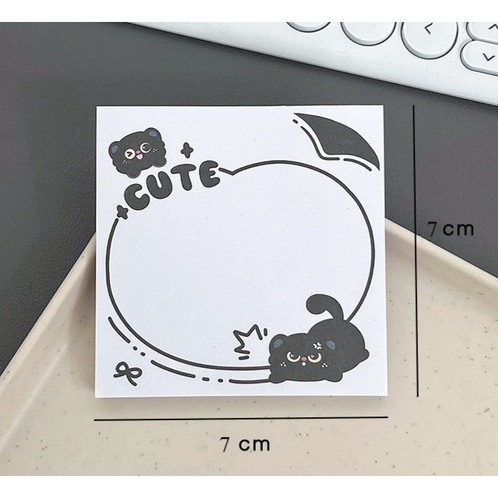 [พร้อมส่ง] กระดาษโน้ตลายแมวดำกวนๆ ขนาด 7x7 cm กระดาษจดบันทึกไดอารี่ ลายแอปเปิล ผีเสื้อ อุปกรณ์เครื่องเขียนน่ารัก