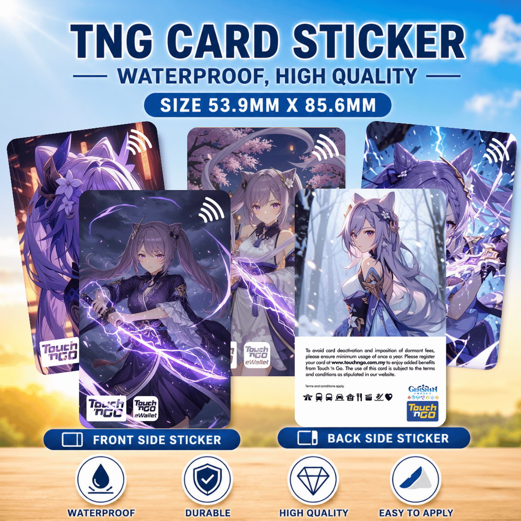 Touch n Go NFC Genshin Impact-Keqing-Card Sticker - Design Waterproof TNG Card Skin Sticker TNG eWal