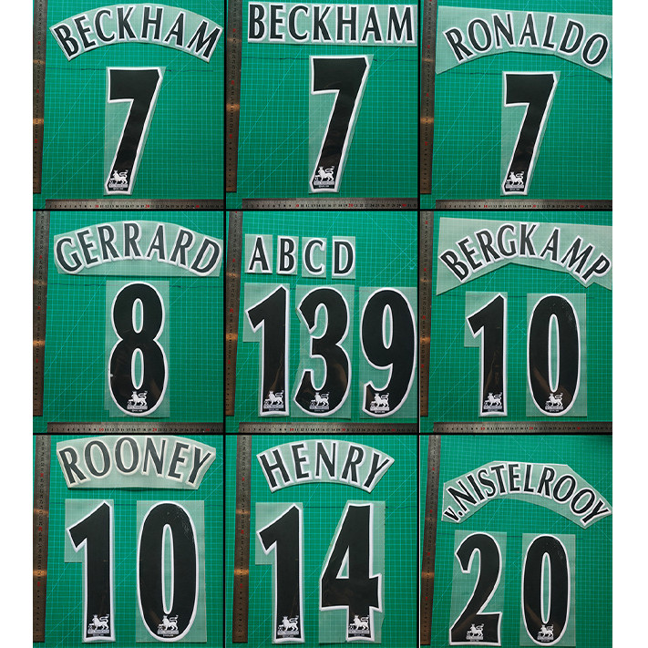 96-07 Premier League Black Collection ผู้ใหญ่ Flock แพทช์เสื้อถ่ายเทความร้อน (กํามะหยี่)