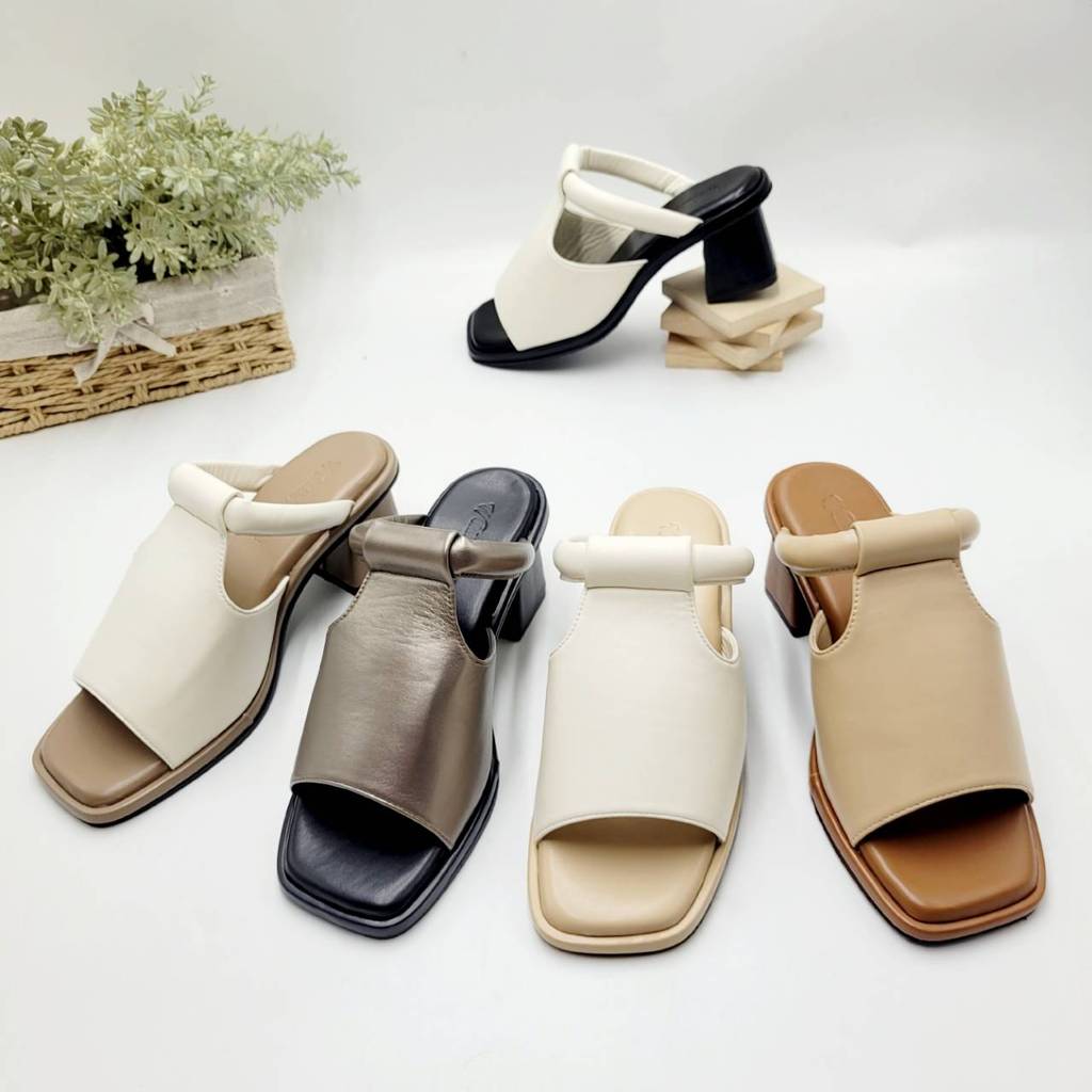 รองเท้าเปิดส้นส้นตัน สไตล์มินิมอล ส้นสูง 2.5 นิ้ว รุ่น QS-032