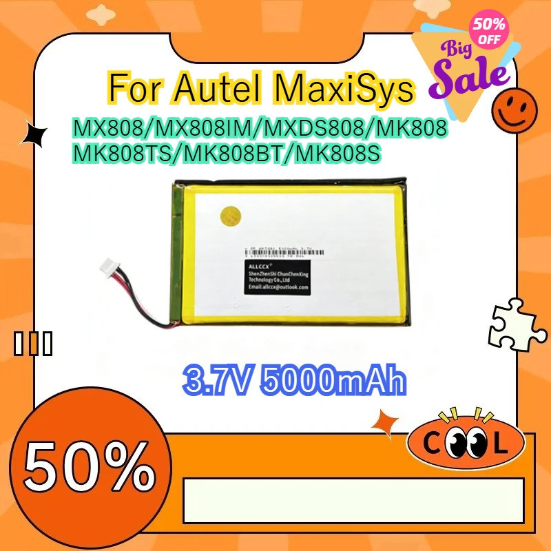 3.7V 5000mAh แบตเตอรี่ PL 5080112 สําหรับ Autel MaxiSys MX808/MX808IM/MXDS808/MK808/MK808TS/MK808BT/