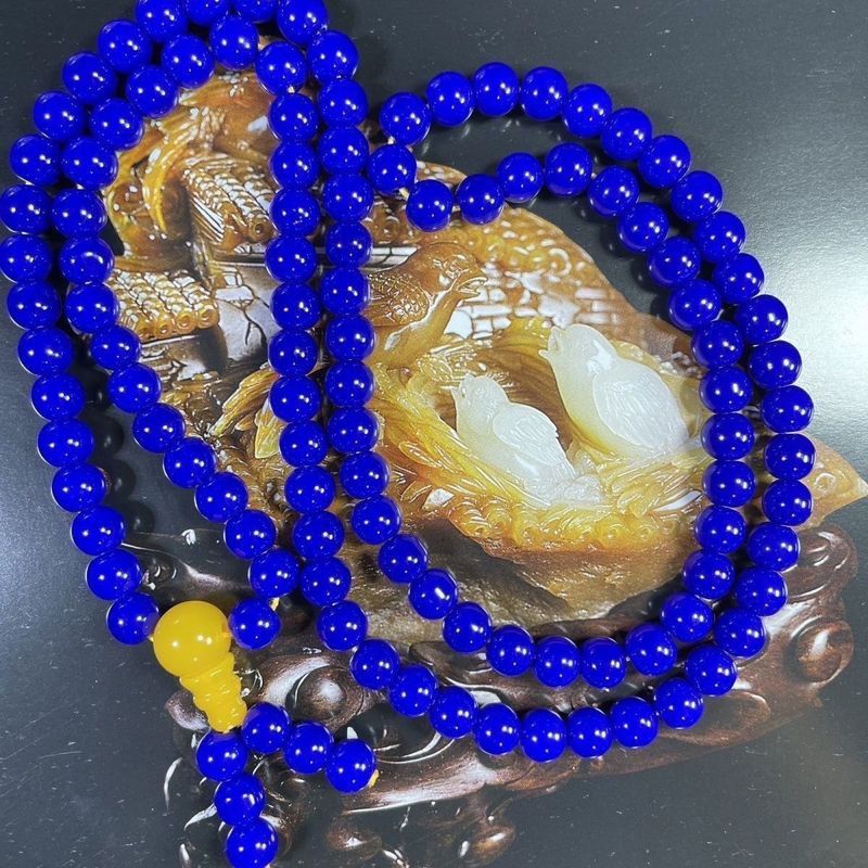 ธรรมชาติบริสุทธิ์ Lapis Lazuli 108 อัญมณีสร้อยข้อมือธรรมชาติ Rubellite Lazuli สร้อยข้อมือลูกปัด Lapi