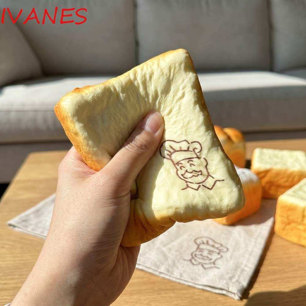 IVANES Grandpa Toast Squishy ของเล่น, นิ้วดูดพื้นผิวนุ่มจําลองขนมปัง Toast Squeeze, Creative Pinch โฟมช้า Rising Sensory Fidget ของเล่น Sensory
