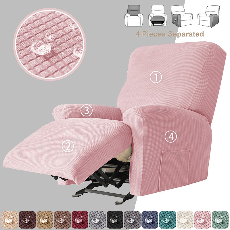 ปลอกหุ้มโซฟาปรับนอน 4 Pieces Waffle-Shaped-jacquard กันน้ำ ผ้าคลุมโซฟาสไลด์