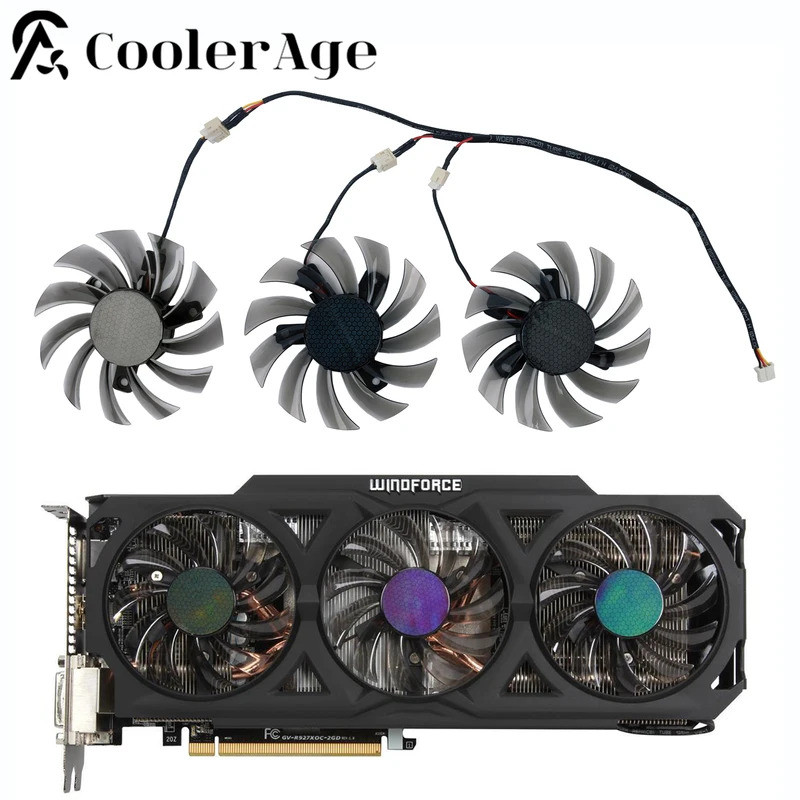 *3Pin PLD08010S12H GTX970 GPU Card Cooler พัดลมสําหรับ GIGABYTE GeForce GTX 970 การ์ดเกม Cooling-