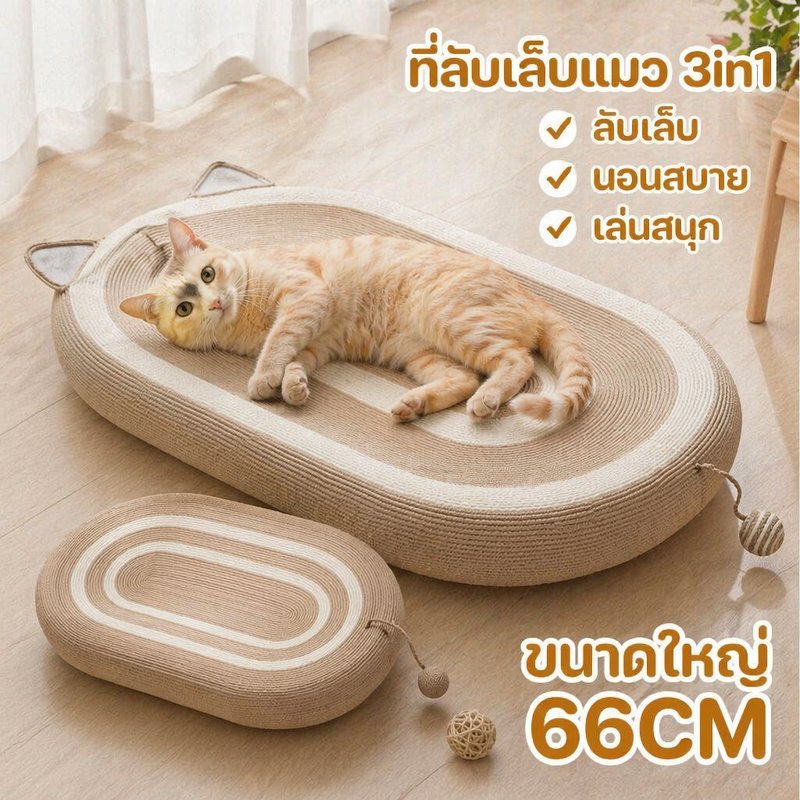ที่ลับเล็บแมว แผ่นลับเล็บแมว ของเล่นแมว ป่านศรนารายณ์ รางบอล กันลื่น ที่นอนแมว ทนข่วน
