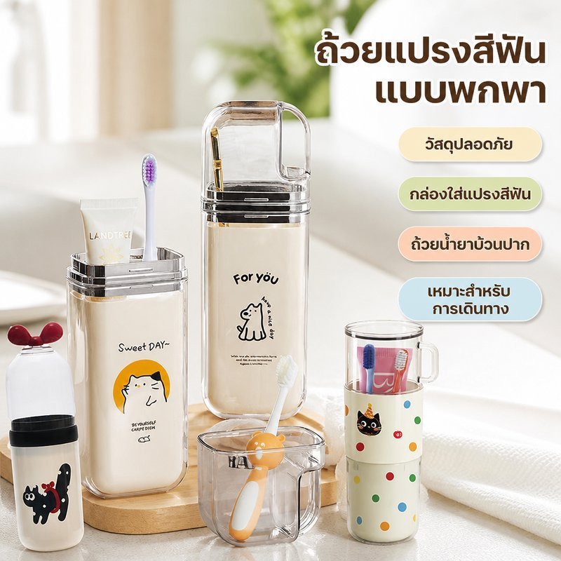กล่องใส่แปรงสีฟันพกพา กระบอกเก็บแปรงสีฟัน ถ้วยแปรงสีฟัน ฝาครอบกันฝุ่น สำหรับเดินทาง