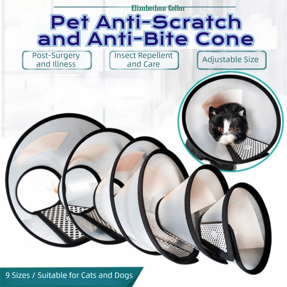 ฝาครอบป้องกันสัตว์เลี้ยงแบบปรับได้ Anti-Lick Anti-Bite Recovery Cone Collar Anti-Scratch สัตว์เลี้ยง