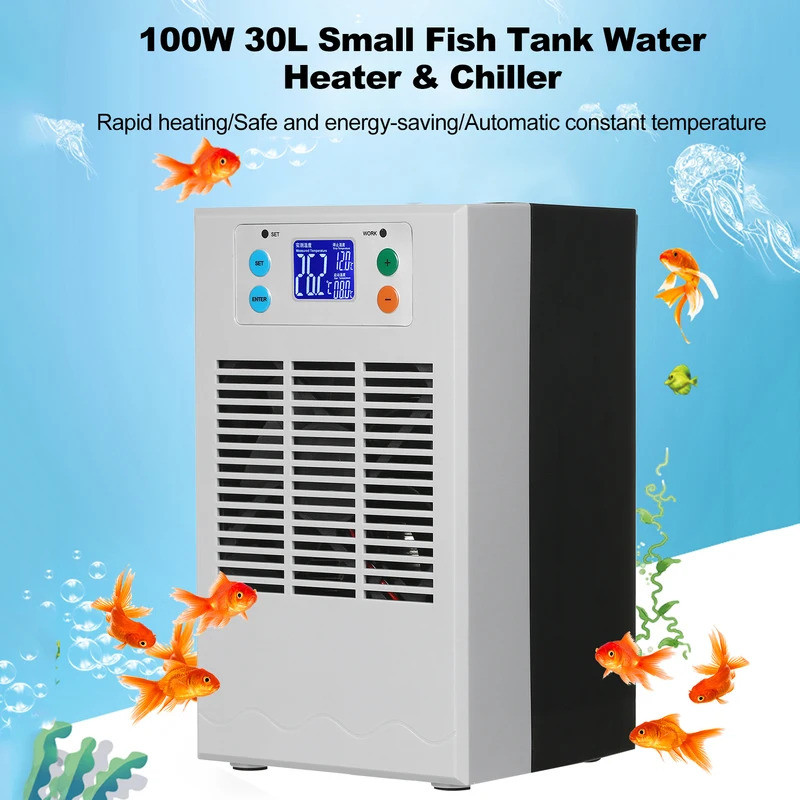 เครื่องทําน้ําอุ่นตู้ปลา Chiller Aquarium Chiller อิเล็กทรอนิกส์ Aquarium Cooler จอแสดงผล LCD เงียบถ