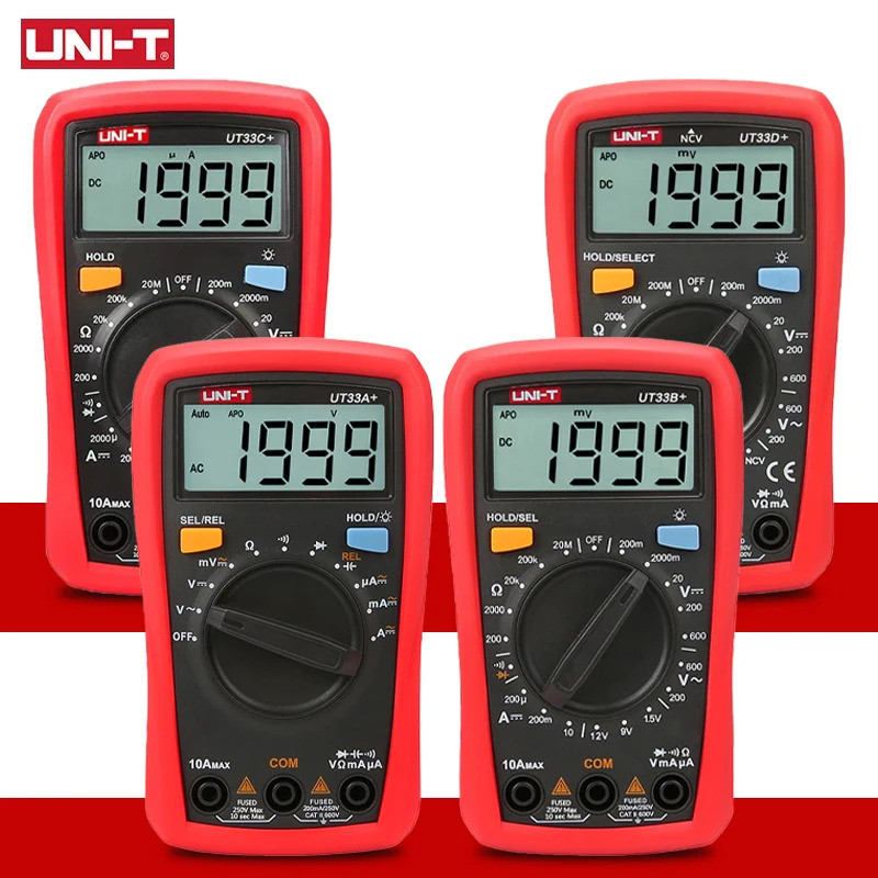 UNI-T UT33A+ UT33B+ UT33C+ UT33D+ Plus พ็อกเก็ตมัลติมิเตอร์แอมป์มิเตอร์ดิจิตอลโวลต์มิเตอร์ Professio