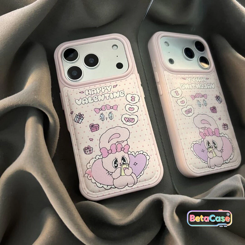 เคสโทรศัพท์ลายการ์ตูนกระต่ายสีชมพูน่ารักสำหรับเด็กผู้หญิง น่ารักสไตล์คูล Phone Case for iPhone 17161514131211ProMax Plus