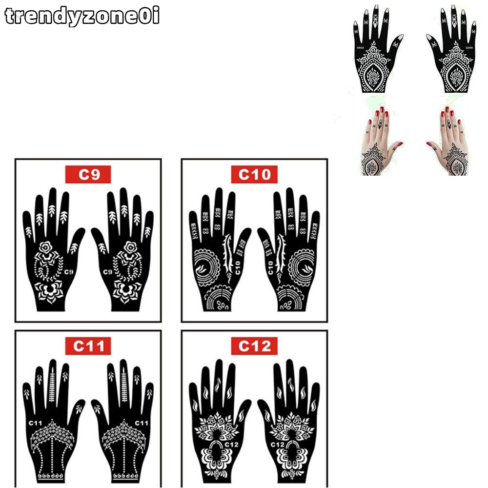 TRENDYZONE0I Body Art แม่แบบแขนขา Hollow Drawing Airbrush India Henna Kit