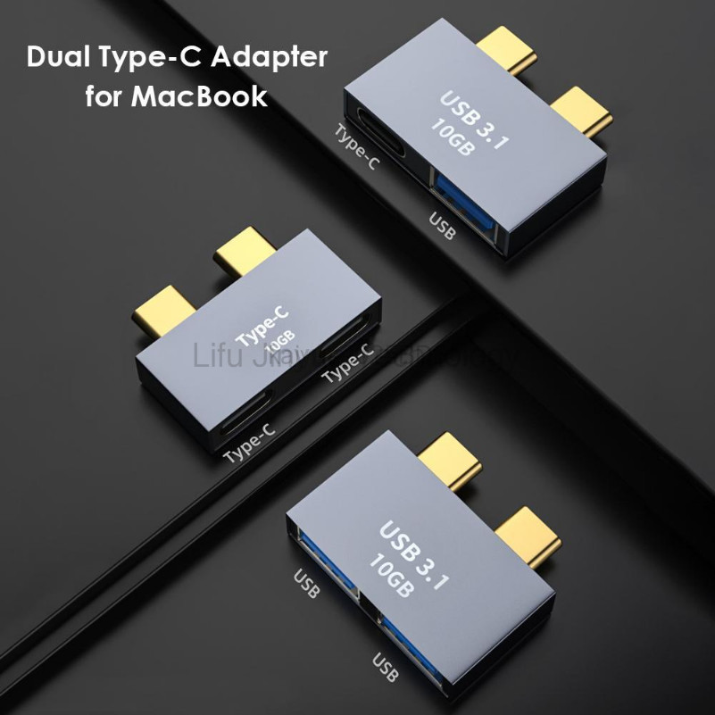 LIKAIYUE USB C HUB Docking Station Dual Type-C ถึง Multi USB Splitter Adapter สําหรับ MacBook Thunderbolt 3 แล็ปท็อป PC Extender
