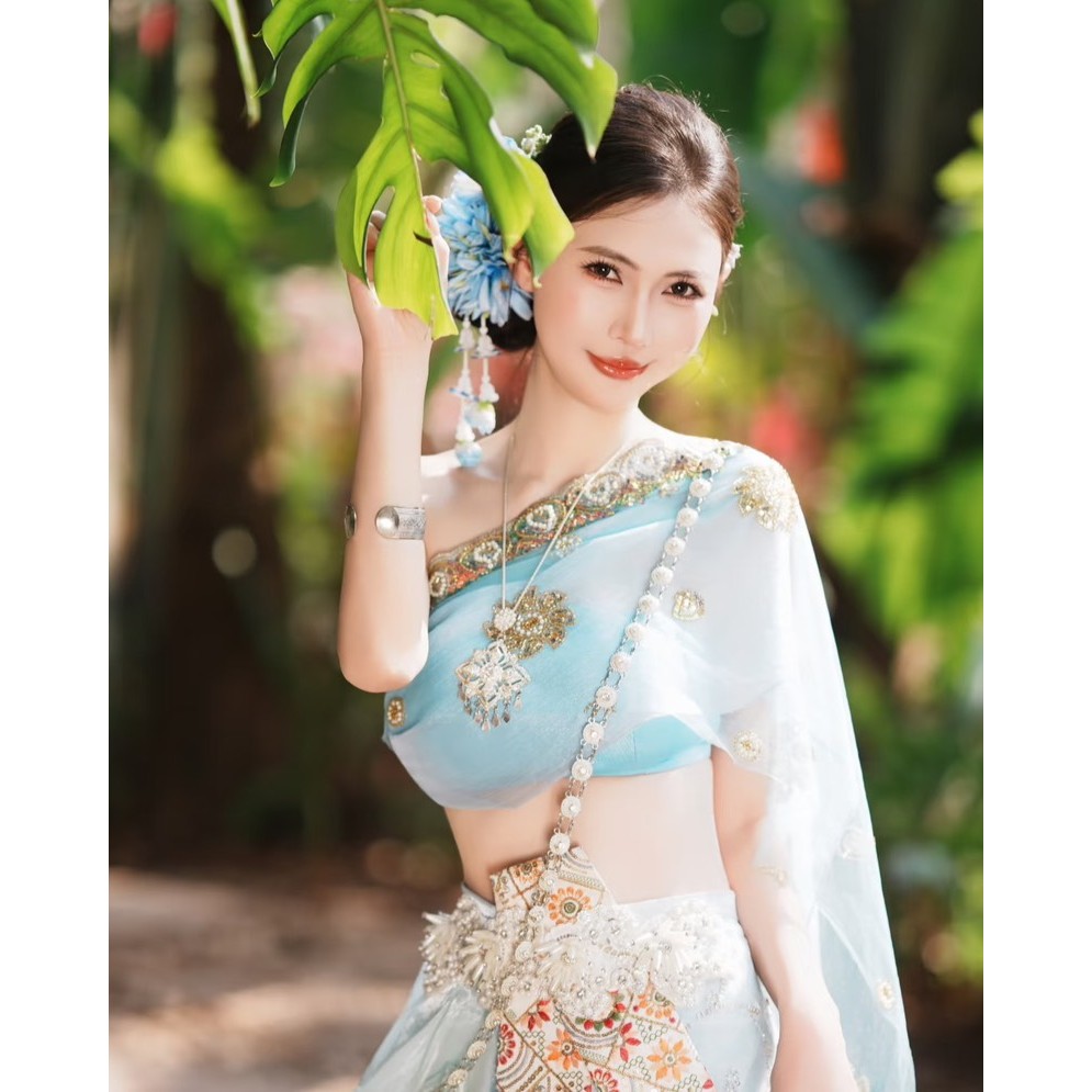 ชุดนาลัน ชุดเด็ก สร้อยคอชุดไทยซ็ตเครื่องประดับต่างหูคลิปเจ รูปที่ 7