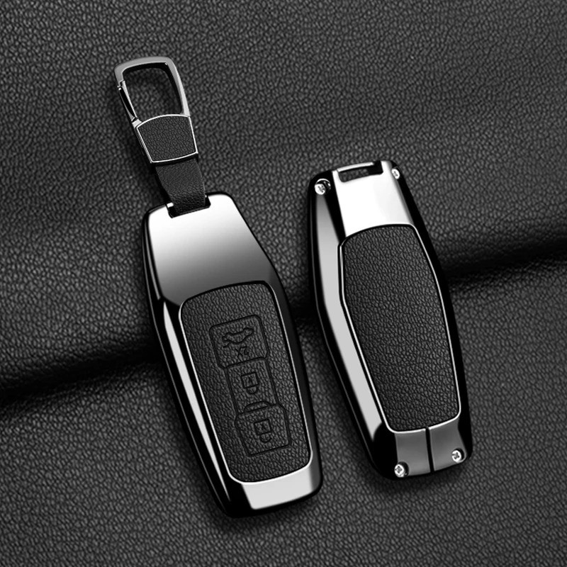 สังกะสีหนังกุญแจรถ Fob สําหรับ Audi A3 A5 A5L 2025 Q5 Q6 Q6L A6 A6L 2025 พวงกุญแจรีโมทกระเป๋าอุปกรณ์