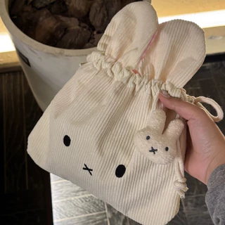 กระเป๋าสะพายข้างผู้หญิงผ้าลูกฟูกขนาดเล็กแม่เหล็ก Miffy น่ารัก