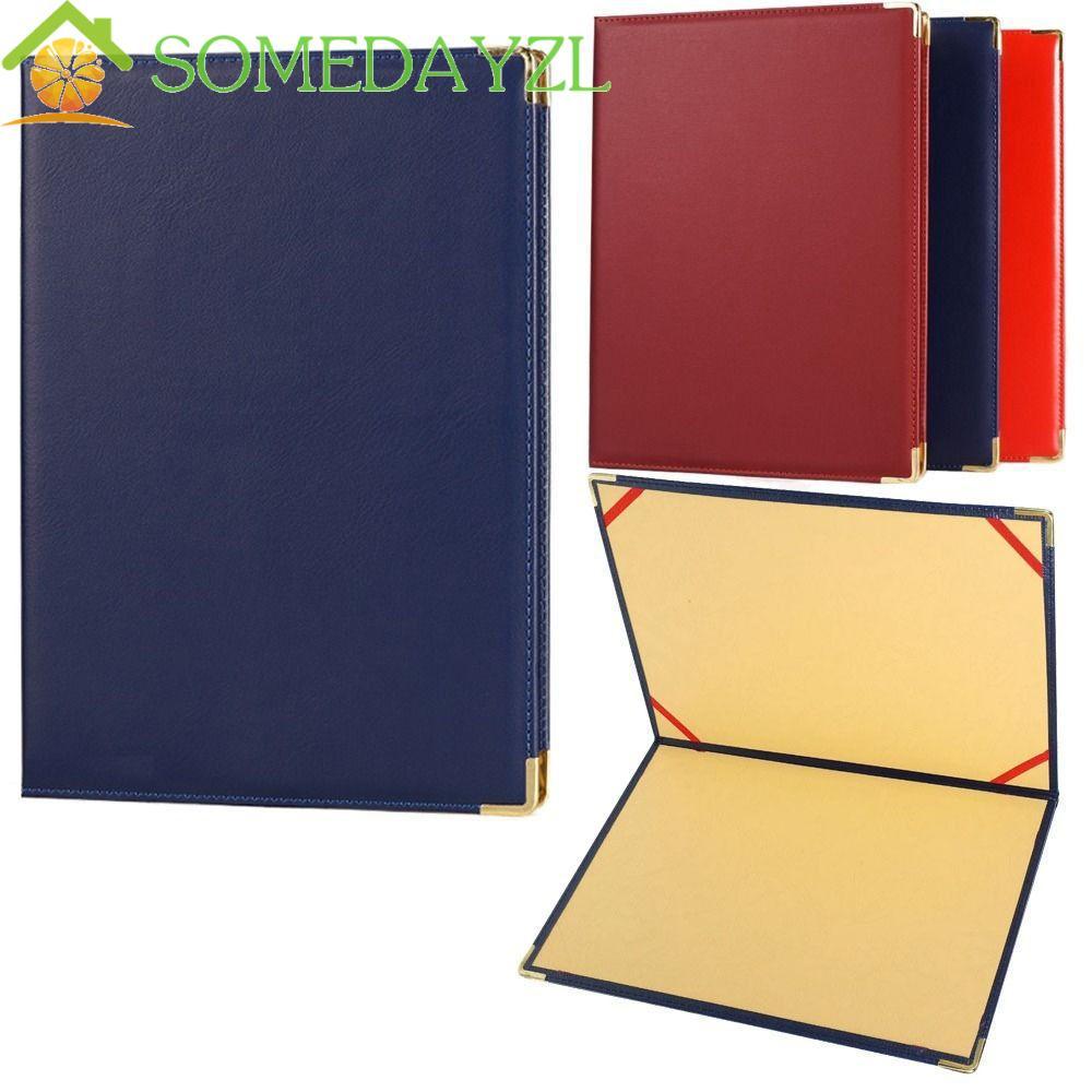 SOMEDAYZL A4 โฟลเดอร์ข้อตกลง, หนัง PU ป้องกันใบรับรอง Diploma ฝาครอบ, พรีเมี่ยมมัลติฟังก์ชั่นไม่มีแทรกเสริมขอบผู้ถือเอกสารกระดาษคําพูด