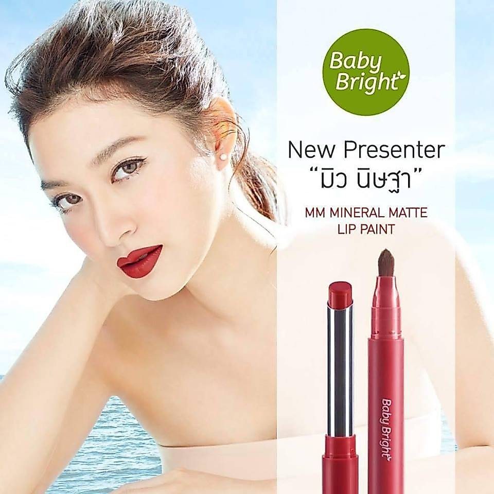 ลิป มิเนรัลแมทท์ เนื้อแมทท์ไม่แห้งลอก ติดทน พร้อมพู่กันทาลิปในตัว Baby Bright Mineral Matte Lip Paint MM