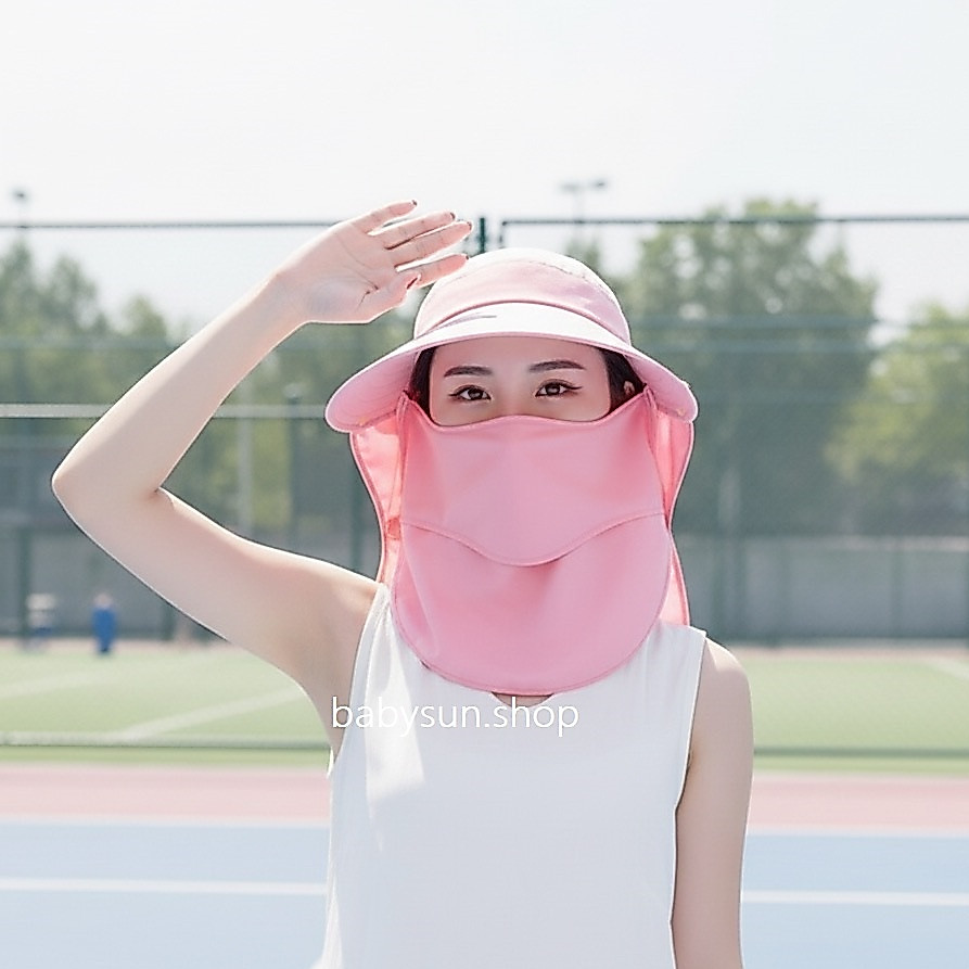 (รุ่นเนื้อผ้าดี) หมวกกันยูวี กันแดด99% ทดสอบแล้ว รุ่นมีผ้าปิดหน้าและลำคอ สีเทา ขายดีสุด ปรับเปลี่ยนได้4แบบ4สไตล์
