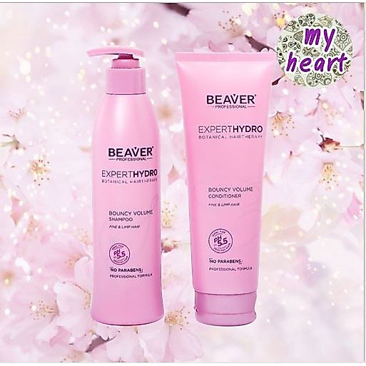 Beaver Expert Hydro Bouncy Volume Shampoo/Coditioner 768/318/258 ml แชมพู ครีมนวดผมเพิ่มวอลลุ่ม สำหรับผมเส้นเล็ก