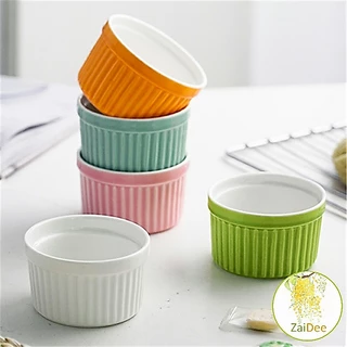 ถ้วยพุดดิ้ง สีสันแคนดี้ ชามเซรามิค ทนต่ออุณหภูมิสูง ชามไข่นึ่ง ถ้วยซุป Baking mold