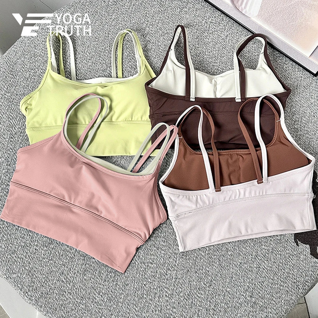 [YOGATRUTH] Sports Bra, with widened contrasting hem, suitable for running and casual wear, shockproof, quick-drying fitness bra.